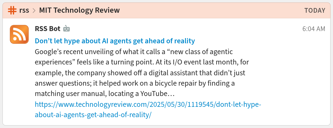 RSS bot message